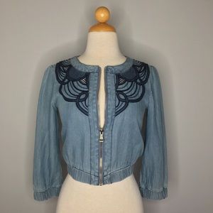 Cropped Bebe Denim Jacket with detail